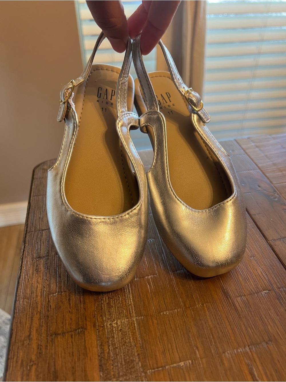 GAP Kids Silver Metallic Slingback Ballet Flats